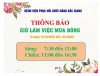 BỆNH VIỆN PHỤC HỒI CHỨC NĂNG THÔNG BÁO GIỜ LÀM VIỆC MÙA ĐÔNG