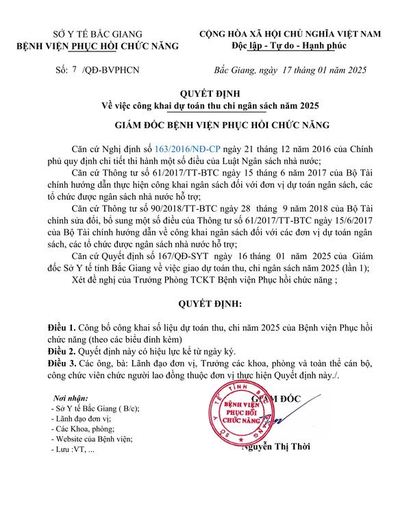 1 2025 Quyết định công khai